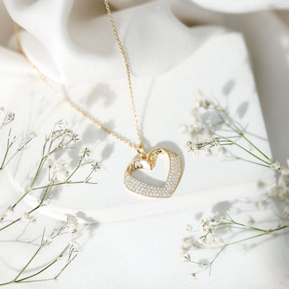 Pave Set Lab Grown Diamond Heart Necklace For Women