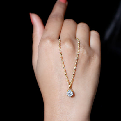 Lab Grown 1 Carat Single Diamond Necklace For Women