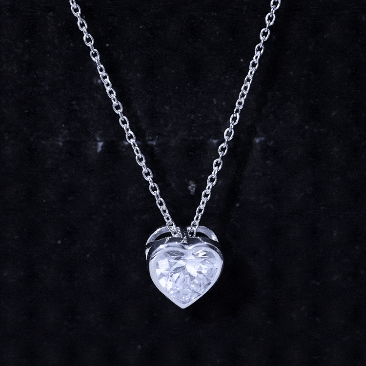 Bezel Set 8mm Lab Grown Diamond Heart Locket Necklace for Women