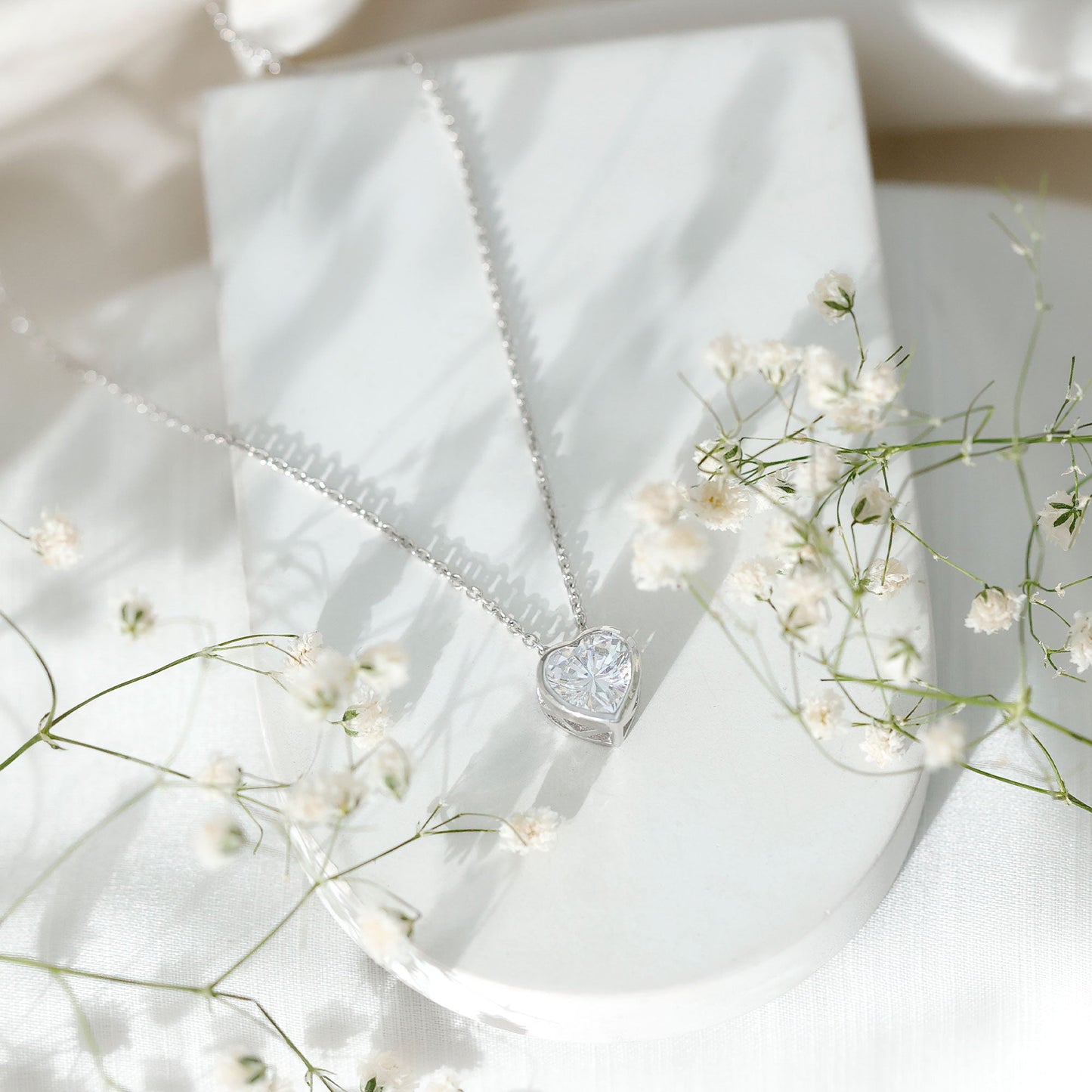 Bezel Set 8mm Lab Grown Diamond Heart Locket Necklace for Women