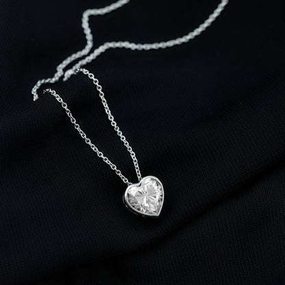 Bezel Set 8mm Lab Grown Diamond Heart Locket Necklace for Women