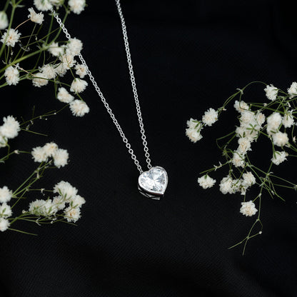 Bezel Set 8mm Lab Grown Diamond Heart Locket Necklace for Women