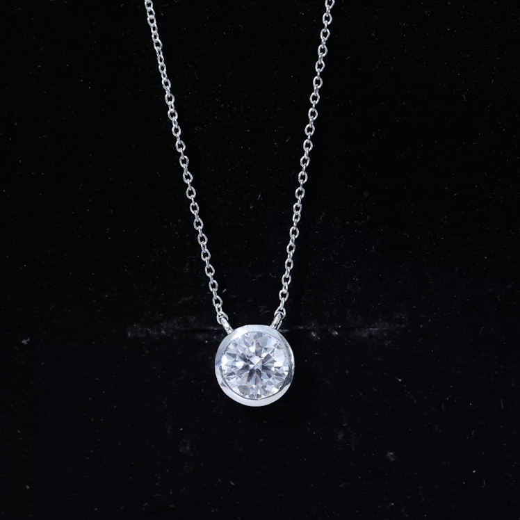 Bezel Set 7mm Lab Grown Diamond Solitaire Stackable Necklace