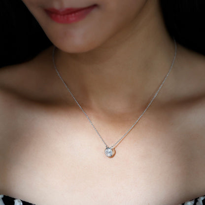 Bezel Set 7mm Lab Grown Diamond Solitaire Stackable Necklace