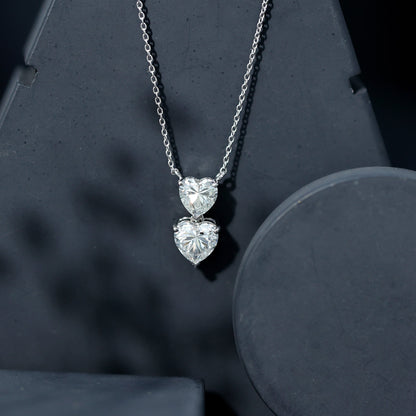 Certified Lab Grown Diamond Double Heart Promise Necklace