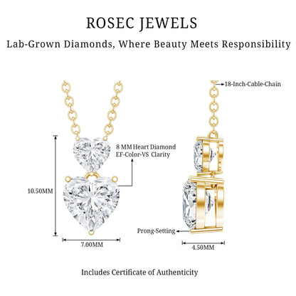 Certified Lab Grown Diamond Double Heart Promise Necklace