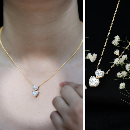 Certified Lab Grown Diamond Double Heart Promise Necklace