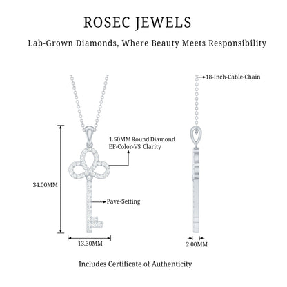 Certified Lab Created Diamond Key To My Heart Necklace