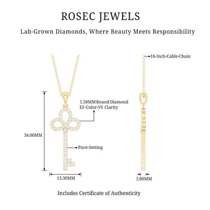 Certified Lab Created Diamond Key To My Heart Necklace