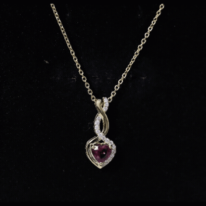 Certified 1 Carat Rhodolite Diamond Heart and Infinity Necklace