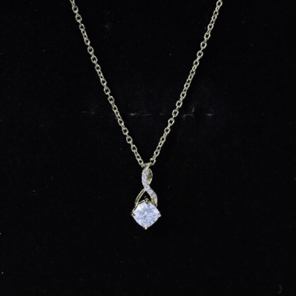 Certified 1.2 Carat Cushion Cut Moissanite Infinity Necklace with Silver Chain