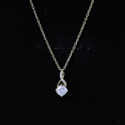 Certified 1.2 Carat Cushion Cut Moissanite Infinity Necklace with Silver Chain