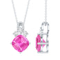 Certified 4.5 Carat Lab Created Pink Sapphire Bridal Necklace with Chain