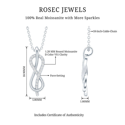 Certified Moissanite Infinity Pendant Necklace with Chain