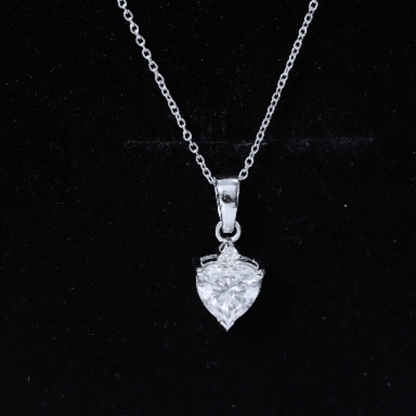 Certified Cubic Zirconia Heart Locket with Silver Chain