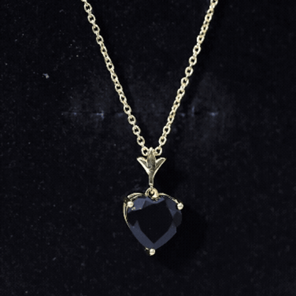 3.5 Carat Solitaire Lab Created Black Diamond Heart Necklace with Silver Chain
