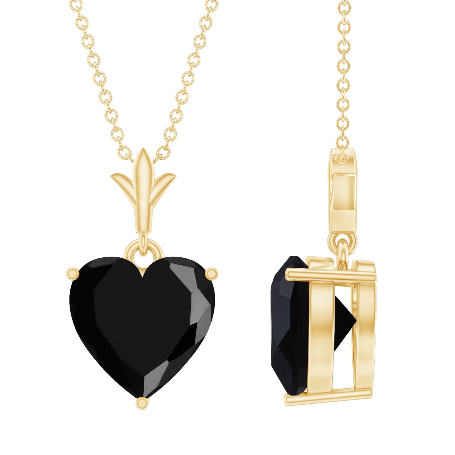 3.5 Carat Solitaire Lab Created Black Diamond Heart Necklace with Silver Chain
