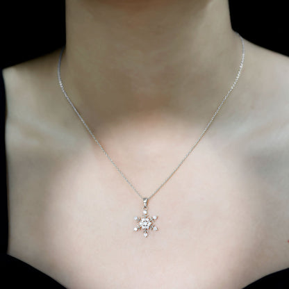 Lab Grown Diamond Christmas Snowflake Necklace