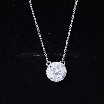 Certified Lab Created Diamond Halo Necklace For Bride