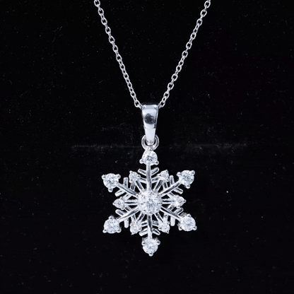 Lab Grown Diamond Snowflake Winter Necklace for Her