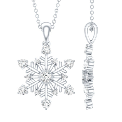 Lab Grown Diamond Snowflake Winter Necklace for Her