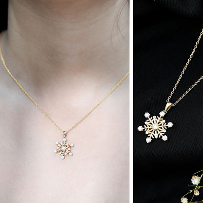 Lab Grown Diamond Snowflake Winter Necklace for Her