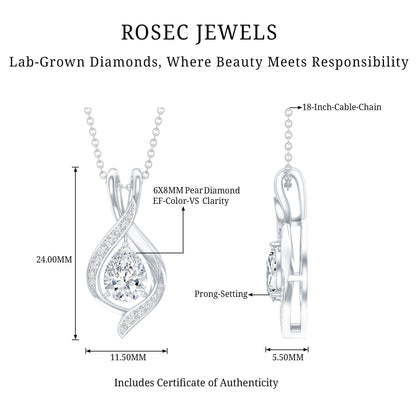 Lab Grown Diamond Teardrop Bridal Wedding Necklace