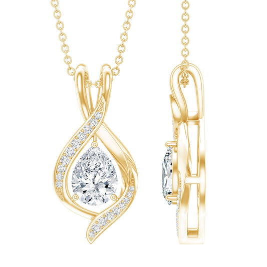 Lab Grown Diamond Teardrop Bridal Wedding Necklace