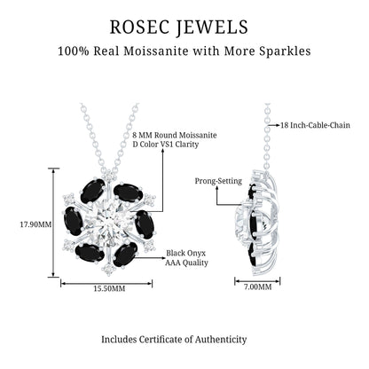 Certified 2 Carat Moissanite Statement Necklace with Black Onyx