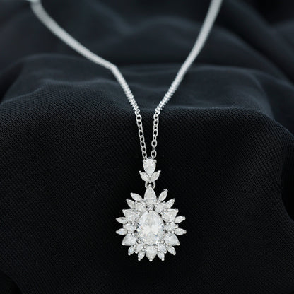 Moissanite Designer Pendant Necklace With Silver Chain