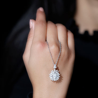 Moissanite Designer Pendant Necklace With Silver Chain