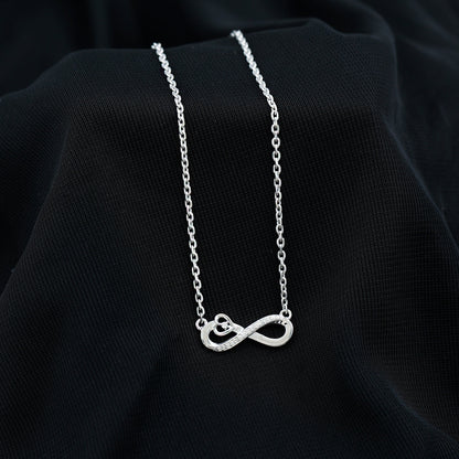 Minimalist Moissanite Infinity Heart Necklace in 14K Gold Plated Silver