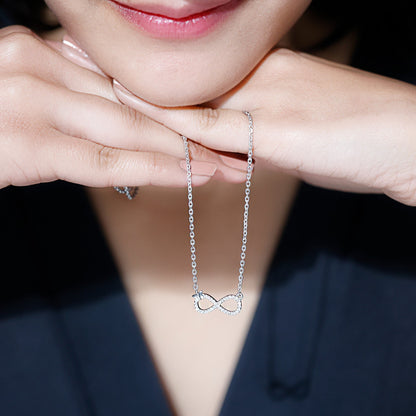 Certified Pave Set Moissanite Infinity Necklace with Butterfly