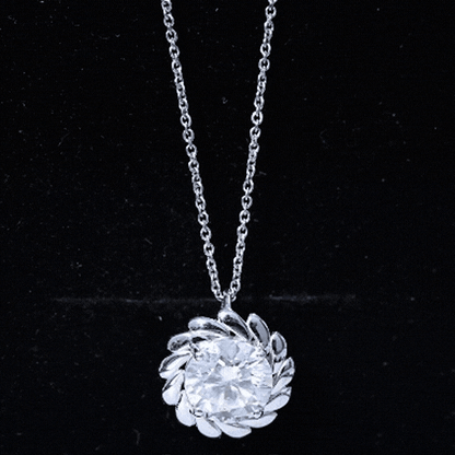 Certified 2 Carat Moissanite Solitaire Necklace with Silver Chain