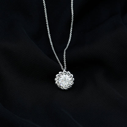 Certified 2 Carat Moissanite Solitaire Necklace with Silver Chain