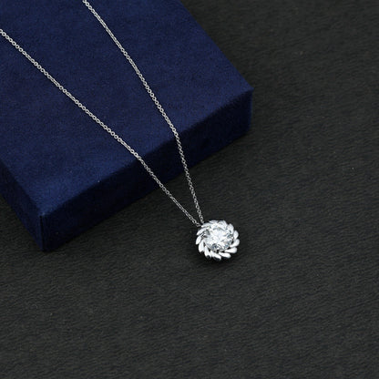 Certified 2 Carat Moissanite Solitaire Necklace with Silver Chain