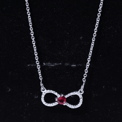 Half Carat Lab Grown Ruby and Moissanite Heart Infinity Necklace For Her