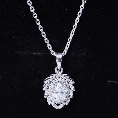 1.29 Carat Oval Shaped Moissanite Wedding Necklace With Silver Chain
