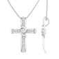 Certified Moissanite Cross Pendant Necklace with Silver Chain
