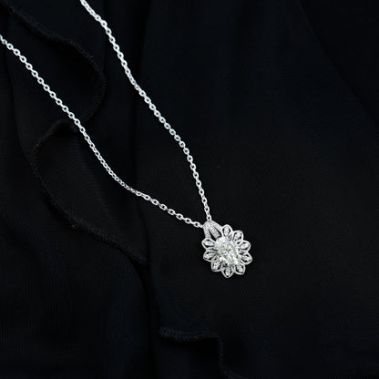 Certified 2 Carat Oval Moissanite Vintage Necklace with Silver Chain