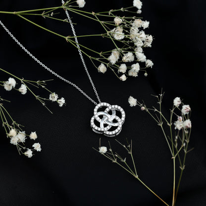 Sterling Silver Moissanite Interlocking Circle Necklace for Women