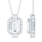 Vintage Inspired 2.8 Carat Emerald Cut Moissanite Halo Necklace