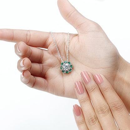 2 Carat Solitaire Moissanite Flower Pendant with Silver Chain