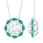 2 Carat Moissanite Statement Halo Necklace with Lab Grown Emerald