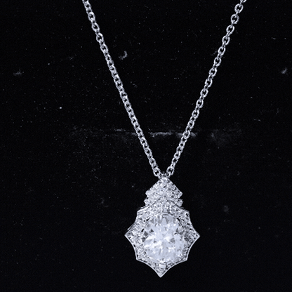 Certified 2 Carat Moissanite Vintage Halo Necklace for Women