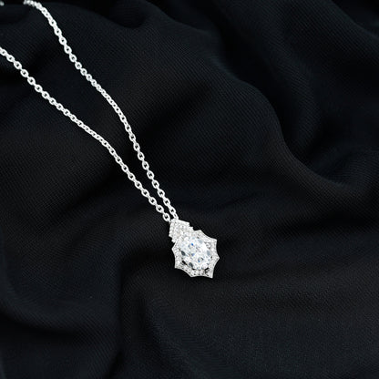 Certified 2 Carat Moissanite Vintage Halo Necklace for Women
