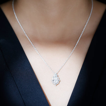 Certified 2 Carat Moissanite Vintage Halo Necklace for Women