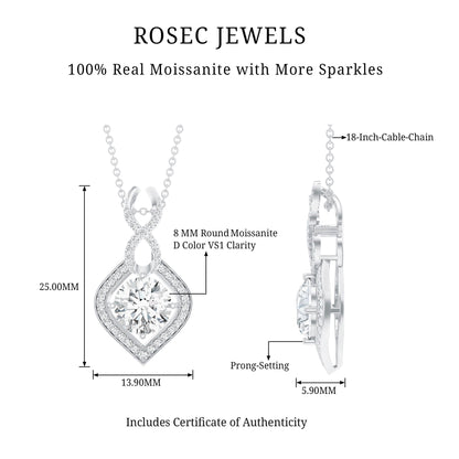 2.62 Carat Moissanite Wedding Necklace for Bride with Silver Chain