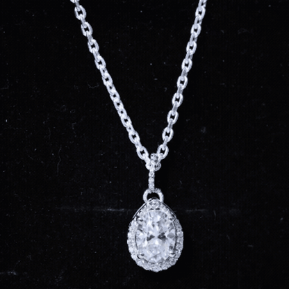 Certified 1.2 Carat Oval Moissanite Bridal Necklace For Wedding in Silver