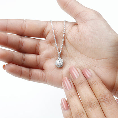 Certified 1.2 Carat Oval Moissanite Bridal Necklace For Wedding in Silver